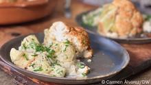 Coliflor asada y en crema gratinada