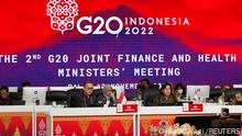 Indonesia's Finance Minister Sri Mulyani Indrawati delivers a speech during the G20 Finance and Health Ministers meeting in Nusa Dua, Bali, Indonesia November 12, 2022. Made Nagi/Pool via REUTERS