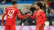 Jamal Musiala and Serge Gnabry shake hands Jamal Musiala and Serge Gnabry shake hands