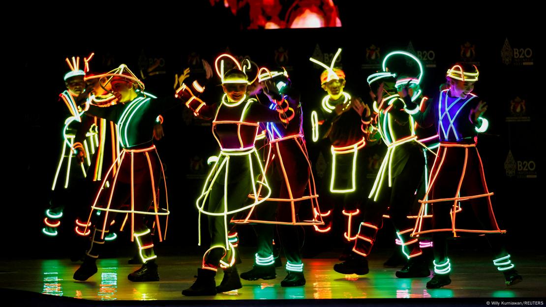 Dancers perform during the opening of the B20 Summit, ahead of the G20 leaders’ summit