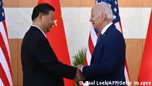 14.11.2022 *** US President Joe Biden (R) and China's President Xi Jinping (L) shake hands as they meet on the sidelines of the G20 Summit in Nusa Dua on the Indonesian resort island of Bali on November 14, 2022. (Photo by SAUL LOEB / AFP) (Photo by SAUL LOEB/AFP via Getty Images)