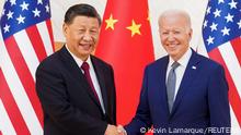 14.11.2022 *** U.S. President Joe Biden shakes hands with Chinese President Xi Jinping as they meet on the sidelines of the G20 leaders' summit in Bali, Indonesia, November 14, 2022. REUTERS/Kevin Lamarque