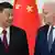 Os presidentes da China, Xi Jinping, e dos Estados Unidos, Joe Biden. Ao fundo bandeiras da China e dos EUA
