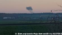 Smoke rises in the distance, amid reports of two explosions, seen from Nowosiolki, Poland, near the border with Ukraine November 15, 2022 in this image obtained from social media. Stowarzyszenie Moje Nowosiolki via REUTERS THIS IMAGE HAS BEEN SUPPLIED BY A THIRD PARTY. MANDATORY CREDIT. NO RESALES. NO ARCHIVES.