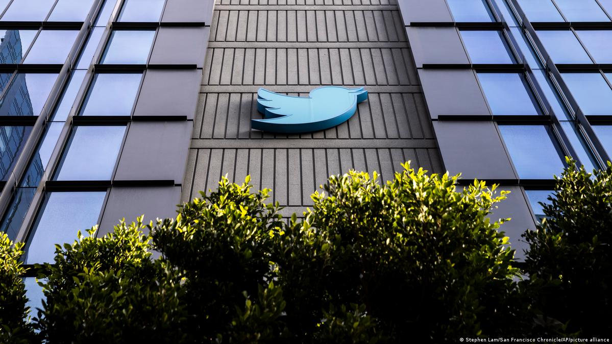 The Twitter logo is seen at the social media company's headquarters in San Francisco