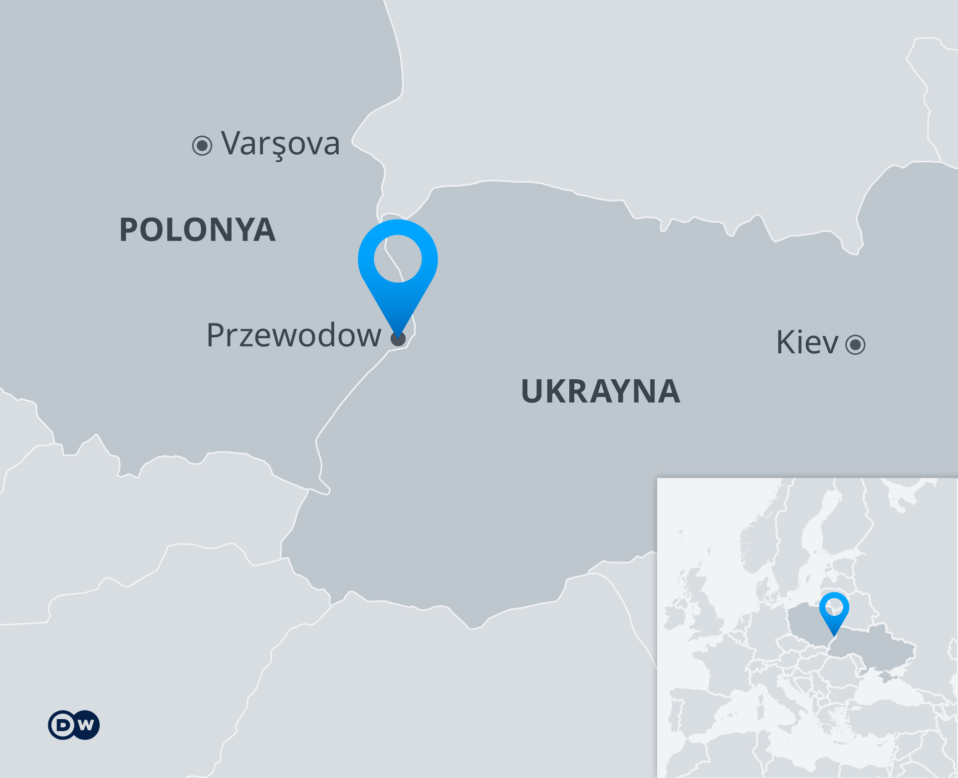 Füzenin isabet ettiği, Polonya'nın Przewodow Köyü'nün harita üzerindeki konumu