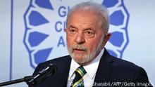 Brazilian president-elect Luiz Inacio Lula da Silva speaks during the COP27 climate conference in Egypt's Red Sea resort city of Sharm el-Sheikh on November 16, 2022. (Photo by AHMAD GHARABLI / AFP) (Photo by AHMAD GHARABLI/AFP via Getty Images)