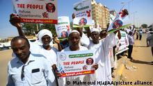 KHARTOUM, SUDAN - NOVEMBER 01: Sudanese people gather in front of the United Nations (UN) Integrated Transition Assistance Mission (UNITAMS) headquarters to stage a protest against Äòforeign interferenceÄô in SudanÄôs affairs in Khartoum, Sudan on November 01, 2022. Mahmoud Hjaj / Anadolu Agency