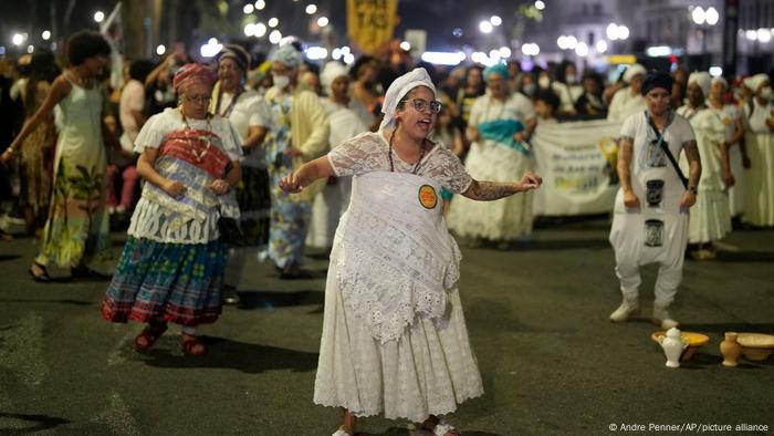 Protesto contra racismo e violência de gênero em São Paulo, em 25 de julho de 2022