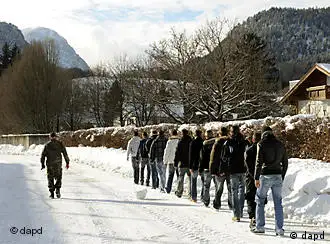 A group of the last conscripted German youths heads off to train with the Bundeswehr