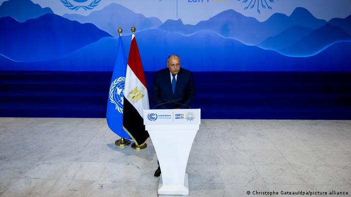 وزير الخارجية المصري سامح شكري في مؤتمر المناخ بشرم الشيخ كوب 27