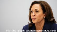 U.S. Vice President Kamala Harris convenes a meeting on the side-lines of the APEC summit in Bangkok, Thailand on Friday, Nov. 18, 2022, regarding the launching of a missile by North Korea that landed in a zone controlled by Japan. (Sean Kilpatrick/The Canadian Press via AP)