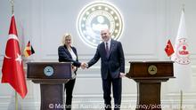22.11.2022 *** ANKARA, TURKIYE - NOVEMBER 22: Turkish Interior Minister Suleyman Soylu (R) meets with German Interior Minister Nancy Faeser (L) in Ankara, Turkiye on November 22, 2022. Mehmet Kaman / Anadolu Agency