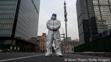 22.11.2022
BEIJING, CHINA - NOVEMBER 22: An epidemic control worker is dressed in protective equipment to prevent the spread of COVID-19 while standing on a nearly empty road in the Central Business District during rush hour, after most workers were expected to work from home, on November 22, 2022 in Beijing, China. In an effort to try to bring rising cases under control, the local government on Friday closed many restaurants for inside dining, switched schools to online studies, and asked people to work from home. Though the government recently revised its COVID strategy, it has said it will continue to stick to its strict zero tolerance policy with mandatory testings, quarantines and lockdowns in many areas in an effort to control the spread of the virus. (Photo by Kevin Frayer/Getty Images)