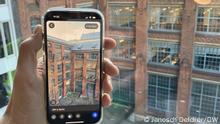 Copyright ist Janosch Delcker/DW, es zeigt den Messenger-Dienst Signal, der jüngst eine „Story“-Funktion eingeführt hat. Sie erlaubt es Nutzern, Texte, Fotos und Videos zu posten, die nach 24 Stunden gelöscht werden.