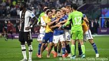 DOHA, QATAR - NOVEMBER 23: Japan players celebrate the 2-1 win during the FIFA World Cup Qatar 2022 Group E match between Germany and Japan at Khalifa International Stadium on November 23, 2022 in Doha, Qatar. (Photo by Stuart Franklin/Getty Images)