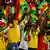 Ghana fans waving flags during the World Cup game against Portugal