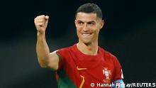 Soccer Football - FIFA World Cup Qatar 2022 - Group H - Portugal v Ghana - Stadium 974, Doha, Qatar - November 24, 2022 Portugal's Cristiano Ronaldo celebrates scoring their first goal REUTERS/Hannah Mckay