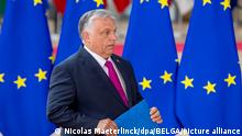 Prime Minister of Hungary Viktor Orban arrives for a special meeting of the European council, at the European Union headquarters in Brussels, Monday 30 May 2022. BELGA PHOTO NICOLAS MAETERLINCK