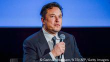 Tesla CEO Elon Musk looks up as he addresses guests at the Offshore Northern Seas 2022 (ONS) meeting in Stavanger, Norway on August 29, 2022. - The meeting, held in Stavanger from August 29 to September 1, 2022, presents the latest developments in Norway and internationally related to the energy, oil and gas sector. - Norway OUT (Photo by Carina Johansen / NTB / AFP) / Norway OUT (Photo by CARINA JOHANSEN/NTB/AFP via Getty Images)