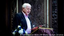 German author Hans Magnus Enzensberger speaks to the audience in Copenhagen Tuesday Feb. 2, 2010 after having received Danish cultural award, The Sonning Prize (185000 USD), for his contribution to European social and political thinking. (AP Photo/Polfoto, Tariq Mikkel Khan) ** DENMARK OUT **