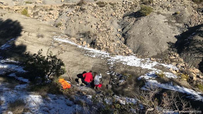 El lugar de la excavación donde se encontraron los fósiles de la gran tortuga marina del Cretácico Leviathanochelys aenigmatica, que vivió hace unos 83 millones de años, en la comarca catalana del Alt Urgell, en el noreste de España.