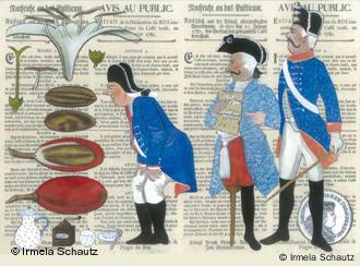 Illustration aus dem Buch Von Kaffeeriechern, Abtrittanbietern und Fischbeinreißern - Berufe aus vergangenen Tagen (Copyright: Irmela Schautz)