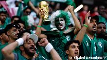 26.11.2022
Saudi Arabia supporters cheer ahead of the Qatar 2022 World Cup Group C football match between Poland and Saudi Arabia at the Education City Stadium in Al-Rayyan, west of Doha on November 26, 2022. (Photo by Khaled DESOUKI / AFP)