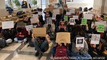 Sit-in by the students of the Faculty of Physics and Energy Engineering of Tehran Polytechnic University in protest against the suppression and arrest of students by security forces durning protest against Islamic Republic regime in Tehran, 362 people had been killed in the two-month-long protests, including 56 minors. It also reported that 56 members of the security forces had been killed, in addition to 16,033 people who were arrested. unrest continue in Iran since the murder of Mahsa Amini, Iranians have been holding daily protests anti-regime continue with intensity. Tehran. Iran. November 20, 2022. Photo by SalamPix/ABACAPRESS.COM