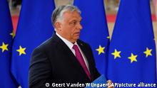 Hungarian Prime Minister Viktor Orban arrives for the extraordinary meeting of EU leaders to discuss Ukraine, energy and food security at the Europa building in Brussels, Monday, May 30, 2022. European Union leaders will gather Monday in a fresh show of solidarity with Ukraine but divisions over whether to target Russian oil in a new series of sanctions are exposing the limits of how far the bloc can go to help the war-torn country. (AP Photo/Geert Vanden Wijngaert)