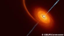 Detectan inusual chorro de materia brillante proveniente de agujero negro que devora una estrella