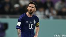 Soccer Football - FIFA World Cup Qatar 2022 - Group C - Poland v Argentina - Stadium 974, Doha, Qatar - November 30, 2022
Argentina's Lionel Messi reacts REUTERS/Dylan Martinez