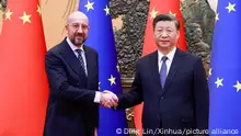 (221201) -- BEIJING, Dec. 1, 2022 (Xinhua) -- Chinese President Xi Jinping holds talks with visiting President of the European Council Charles Michel at the Great Hall of the People in Beijing, capital of China, Dec. 1, 2022. (Xinhua/Ding Lin)