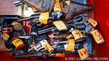Undeclared firearms owned by residents are seen at a police station in Nice as part of an unprecedented collection campaign organised by French authorities to reduce the number of illegally-held weapons in France, November 30, 2022. REUTERS/Eric Gaillard