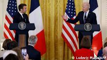 拜登12月1日在美國及法國的聯合發布會上發表對俄羅斯的立場。