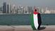Katar I Fan mit einer palästinensischen Flagge in Doha Katar I Fan mit einer palästinensischen Flagge in Doha