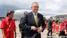 FILE PHOTO: Australian Prime Minister Anthony Albanese arrives at I Gusti Ngurah Rai Airport ahead of G20 Summit, Bali, Indonesia November 14, 2022. Fikri Yusuf/G20 Media Center/Handout via REUTERS ATTENTION EDITORS - THIS IMAGE HAS BEEN SUPPLIED BY A THIRD PARTY. MANDATORY CREDIT./File Photo