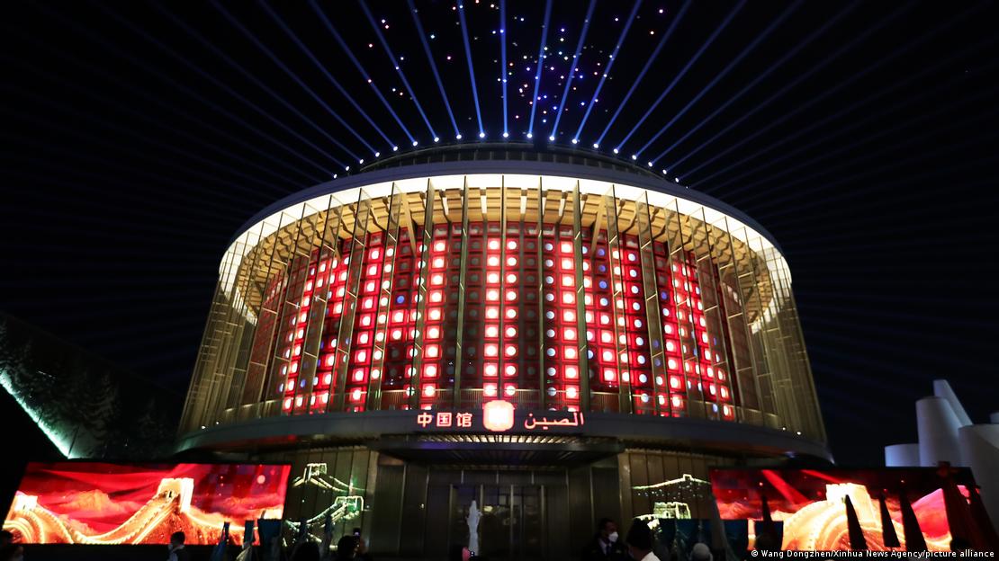 The light show at the China Pavilion of Expo 2020 Dubai.