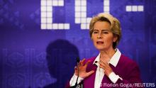 European Commission President Ursula von der Leyen speaks during a news conference at the EU-Western Balkans summit in Tirana, Albania, December 6, 2022. REUTERS/Florion Goga