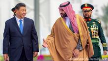 08.12.2022
This handout picture provided by the Saudi Royal Palace shows Saudi Crown Prince Mohammed bin Salman (R) welcoming Chinese President Xi Jinping during a ceremony in the capital Riyadh, on December 8, 2022. - Chinese President Xi Jinping met Saudi Arabia's powerful crown prince on an Arab outreach visit that will yield billions of dollars in deals and has earned a rebuke from Washington. (Photo by BANDAR AL-JALOUD / various sources / AFP) / RESTRICTED TO EDITORIAL USE - MANDATORY CREDIT AFP PHOTO / SAUDI ROYAL PALACE / BANDAR AL-JALOUD - NO MARKETING - NO ADVERTISING CAMPAIGNS - DISTRIBUTED AS A SERVICE TO CLIENTS