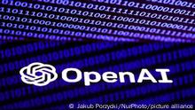 OpenAI logo displayed on a phone screen and binary code displayed on a laptop screen are seen in this illustration photo taken in Krakow, Poland on December 5, 2022. (Photo by Jakub Porzycki/NurPhoto)