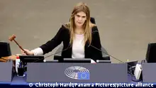 Eva Kaili, Vizepräsidentin des EU-Parlaments, im Plenarsaal des Europäischen Parlaments. Die griechische Abgeordnete wurde am 09. Dezember 2022 in Brüssel festgenommen. Ihr wird u.a. Korruption vorgeworfen. Straßburg, 08.03.2022
