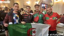 Dezember 2022 *** Marokkanische Fans mit algerischen Fans in Souq Waqif (Doha, Qatar)
Quelle : Ali Farhat/DW
WM 2022, Katar, Doha, Algerien, Fans, Marokko,