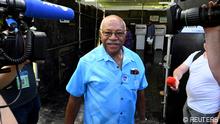 People's Alliance Party leader Sitiveni Rabuka leaves after voting at a polling station during the Fijian general election in Suva, Fiji, December 14, 2022. AAP Image/Mick Tsikas via REUTERS ATTENTION EDITORS - THIS IMAGE WAS PROVIDED BY A THIRD PARTY. NO RESALES. NO ARCHIVE. AUSTRALIA OUT. NEW ZEALAND OUT
