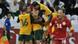 Australian players celebrate after scoring the opening goal against Bahrain Australian players celebrate after scoring the opening goal against Bahrain