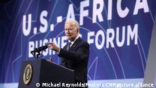 United States President Joe Biden delivers remarks at the US-Africa Business Forum during the US-Africa Leaders Summit, at Walter E. Washington Convention Center in Washington, DC, USA, 14 December 2022. Credit: Michael Reynolds / Pool via CNP /MediaPunch