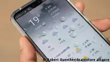 Eine Wetter-App auf einem Smartphone
