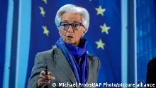 President of European Central Bank Christine Lagarde gestures during a press conference after a meeting of the ECB's governing council in Frankfurt, Germany, Thursday, Dec. 15, 2022. (AP Photo/Michael Probst)
