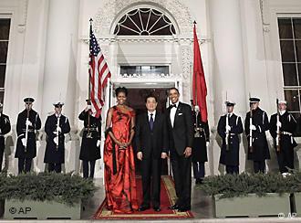 Michelle Obama, Hu Jintao y Barack Obama en la Casa Blanca.