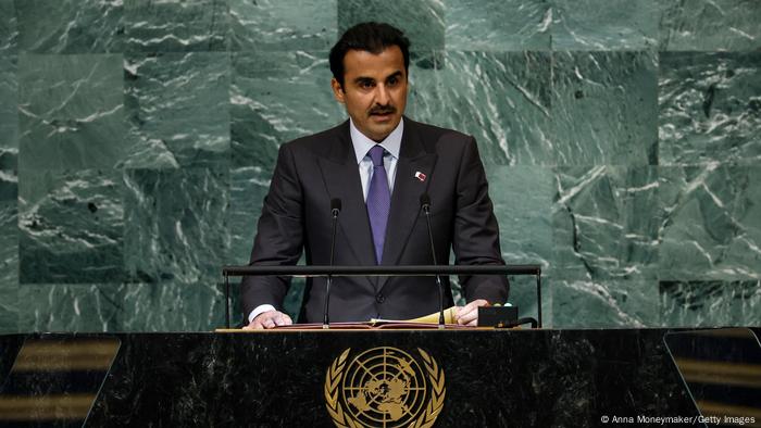 Sarkin Katar Tamim bin Hamad Al Thani a zauren MDD da ke New York 